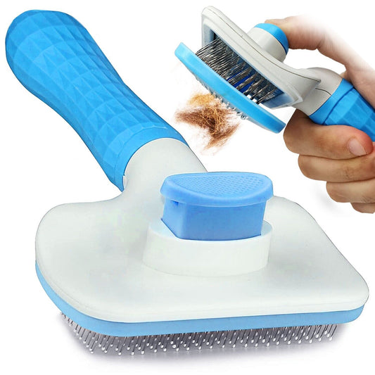 Handle Shedding Pet Hair Brush Grooming Comb Self Cleaning Tool