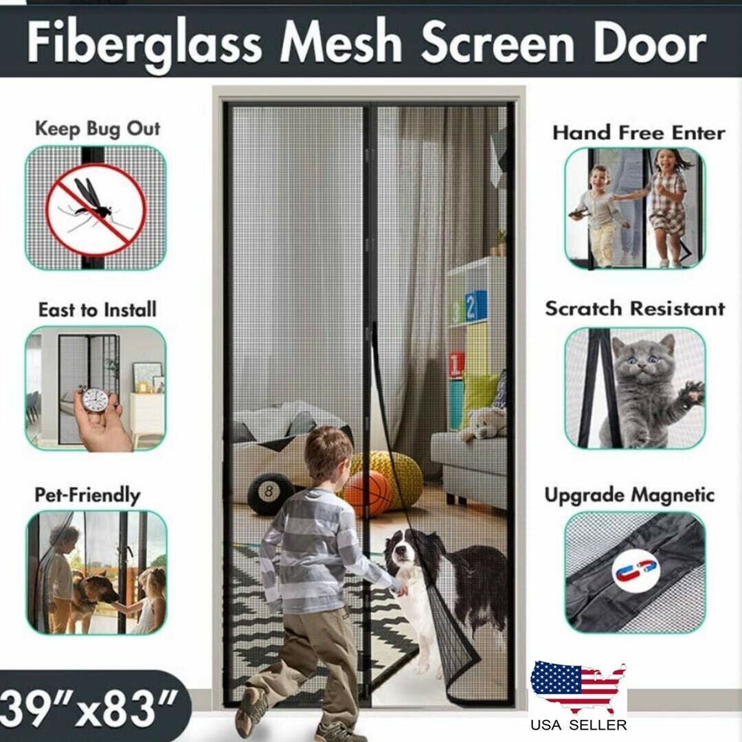 Magnetic Screen Door Retractable Mesh Net Pet Patio Hands Free