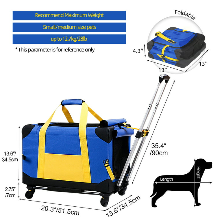 Pet Rolling Carrier With Wheels | Transport Box Dog Strollers For Small Dogs, Cats