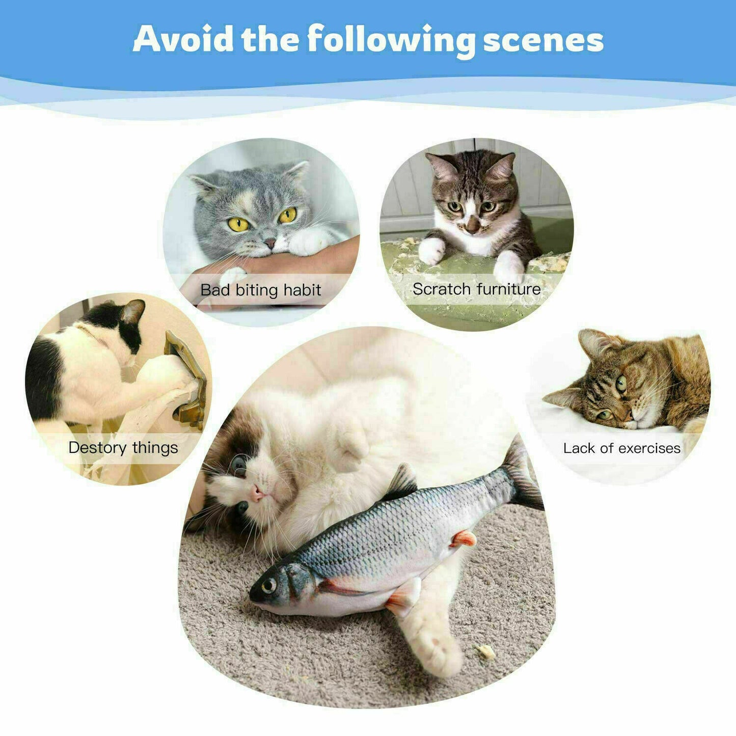 Electric Fish Cat Toy Realistic Interactive Kicker