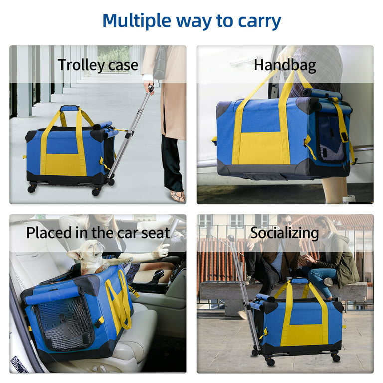 Pet Rolling Carrier With Wheels | Transport Box Dog Strollers For Small Dogs, Cats