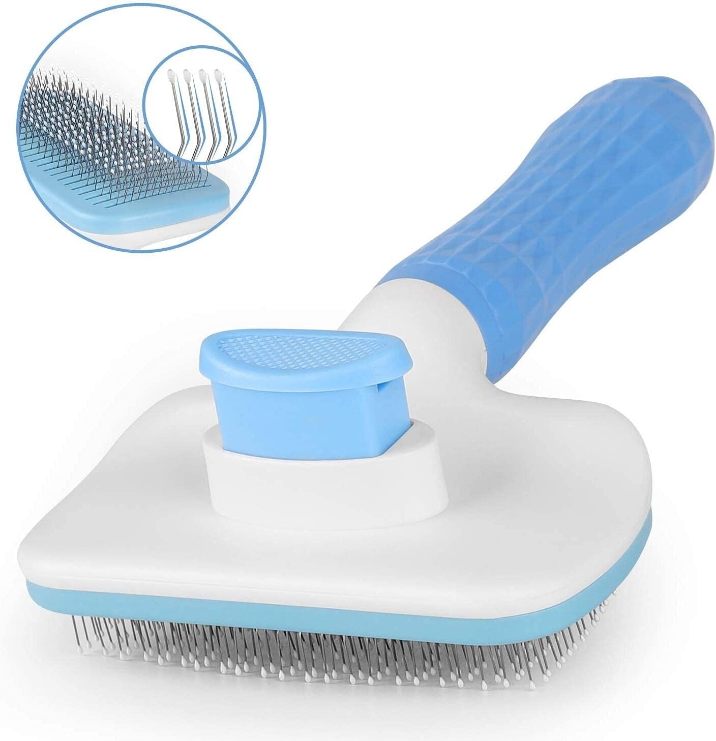 Handle Shedding Pet Hair Brush Grooming Comb Self Cleaning Tool