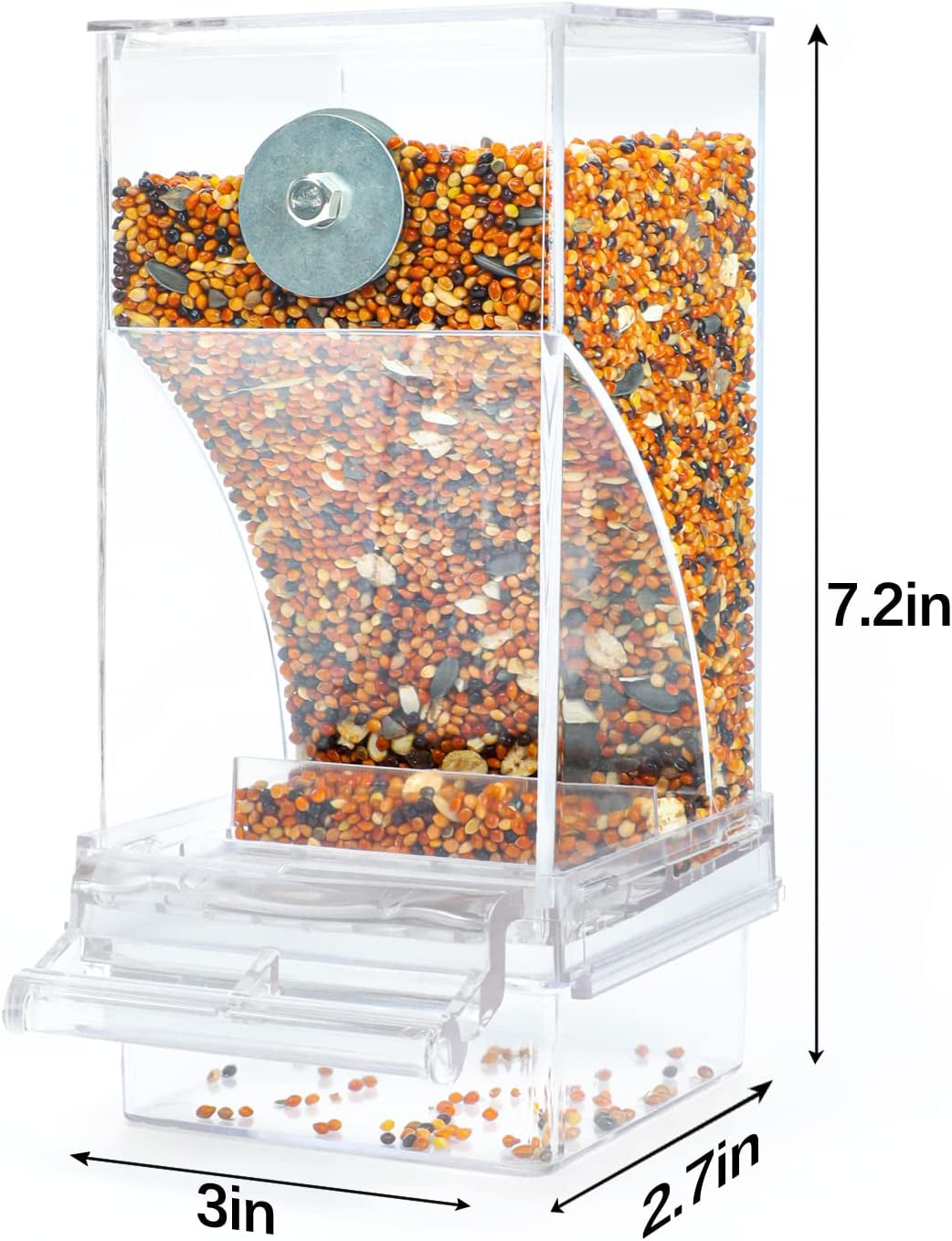 No Mess Automatic Bird Feeder Transparent Food Container Cage Acrylic Parrot Feeder Accessories for Small Birds Parrot Cockatoo Canary