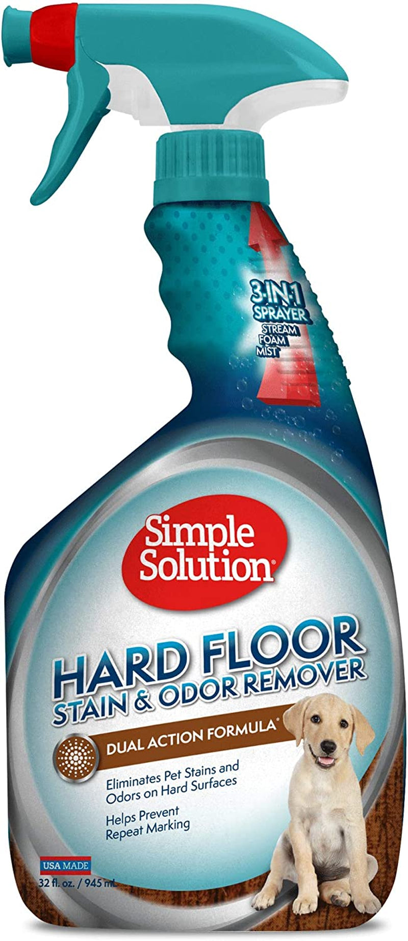 Simple Solution Hard Floor Pet Stain and Odor Remover | Dual Action Cleaner for Sealed Hardwood Floors | 32 Ounces