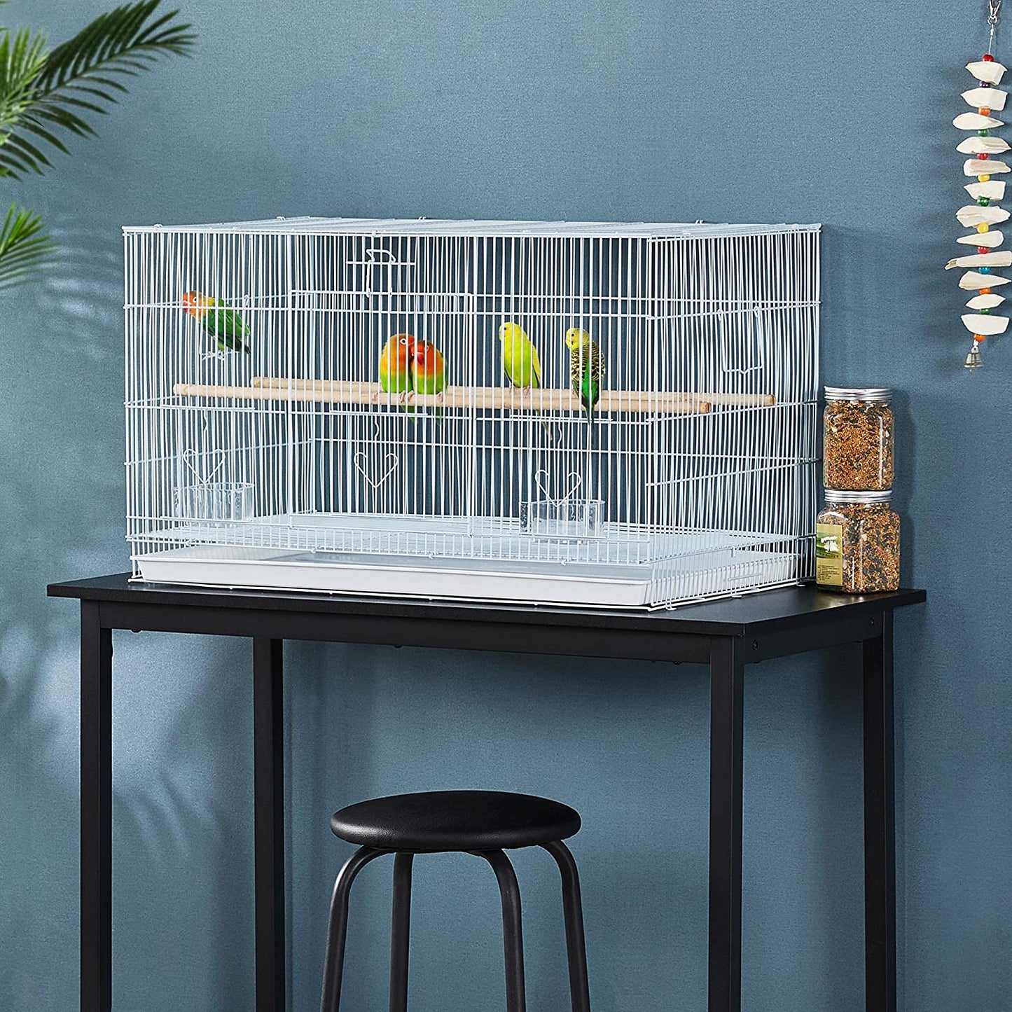 30-Inch Stackable Flight Bird Cages for Parakeets Cockatiels Conures Finches Budgies Lovebirds Canaries Small Birds Parrots Birdcage, White