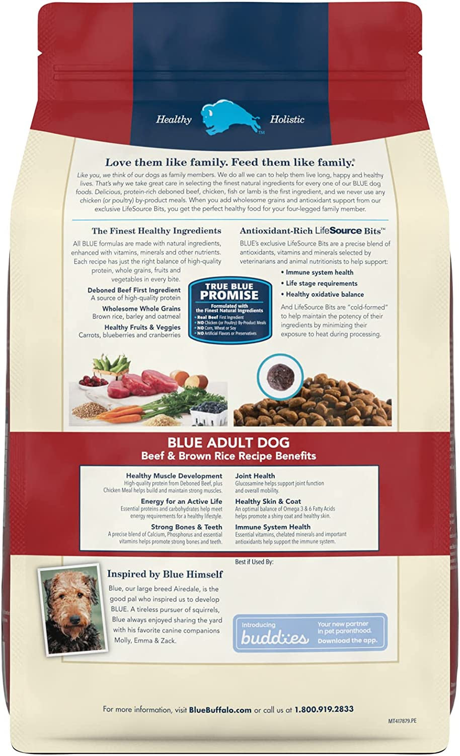 Blue Buffalo Life Protection Formula Natural Adult Dry Dog Food, Beef and Brown Rice 5-Lb Trial Size Bag