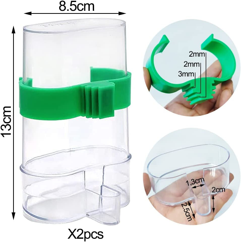 2 Pcs Automatic Bird Water Dispenser, Parrot Bird Water Feeder, Bottles Bird Drinker Seed Food Container, Parakeet Cage Accessories for Parakeet Budgies Cockatiel Lovebird Small Birds Canary Finch