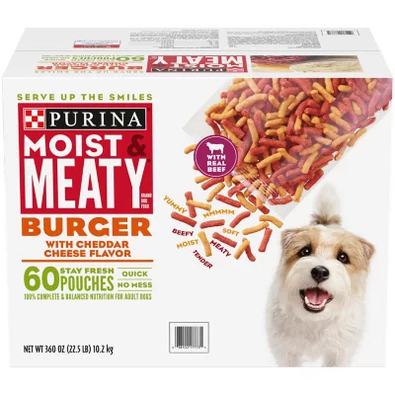 Purina Moist & Meaty Dog Food, Burger with Cheddar Cheese Flavor (6 Oz., 60 Ct.)