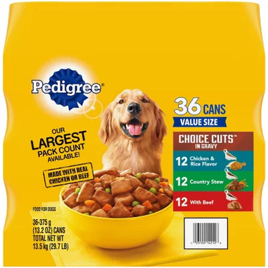 Pedigree Choice Cuts in Gravy, Variety Pack (13.2 Oz., 36 Ct.)