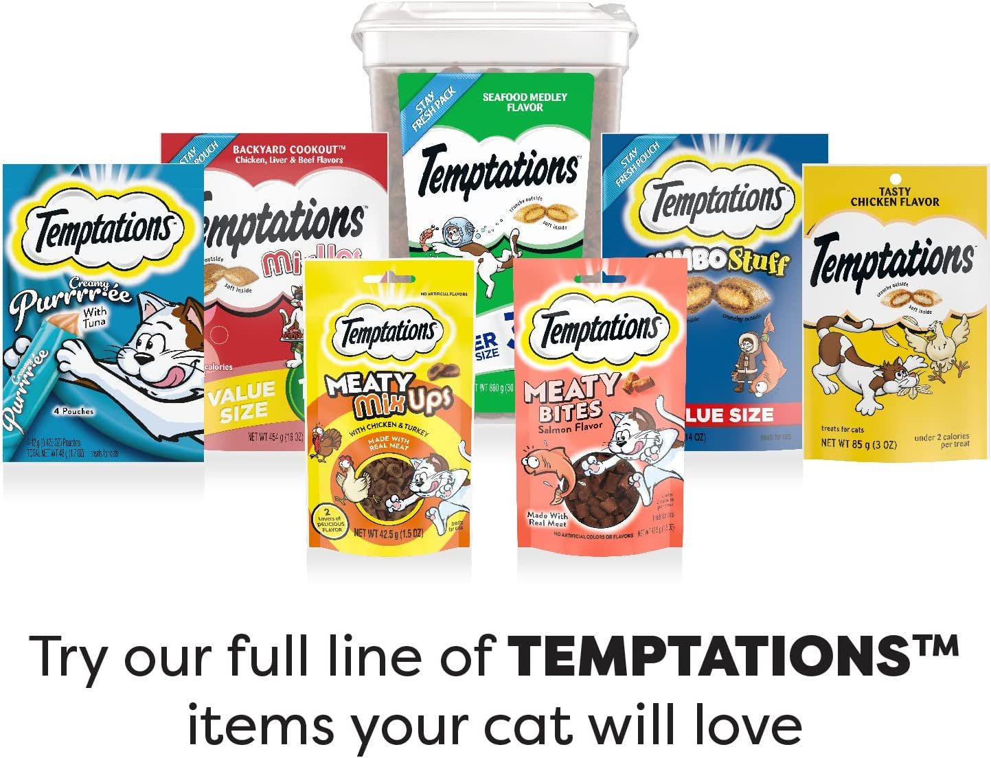 TEMPTATIONS Classic Crunchy and Soft Cat Treats Tasty Chicken Flavor, 16 Oz. Tub