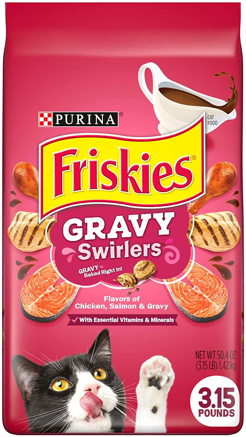 Friskies Dry Cat Food, Gravy Swirlers - 3.15 Lb. Bag