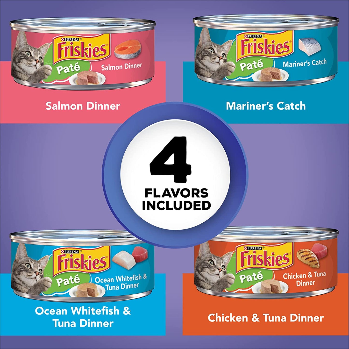 Purina Friskies Wet Cat Food Pate Variety Pack Seafood and Chicken Pate Favorites - (40) 5.5 Oz. Cans