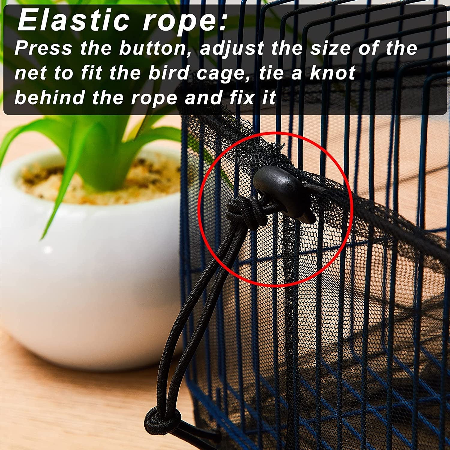 Adjustable Bird Cage Net Cover Birdcage Seed Feather Catcher Soft Skirt Guard Birdcage Nylon Mesh Netting for Parrot Parakeet Macaw round Square Cages (Black, 118 X 15 Inch/ 300 X 37 Cm)