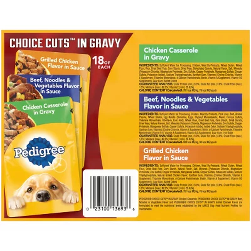 Pedigree Choice Cuts in Gravy Wet Dog Food, Variety Pack (3.5 Oz., 54 Ct.)