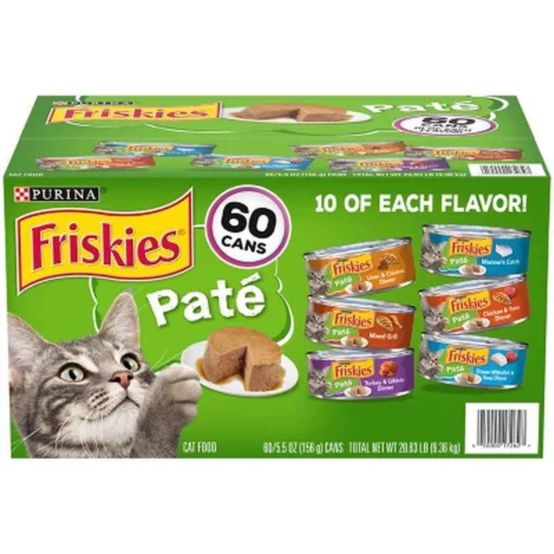 Purina Friskies Pate Wet Cat Food, Variety Pack (5.5 Oz., 60 Ct.)