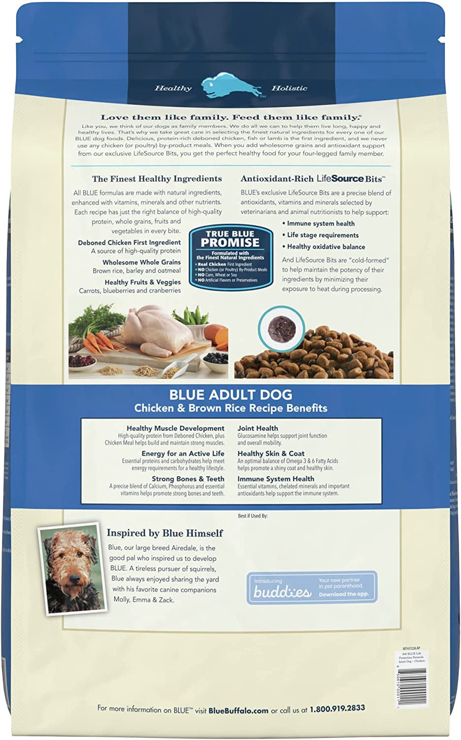 Blue Buffalo Life Protection Formula Natural Adult Dry Dog Food, Chicken and Brown Rice 30-Lb