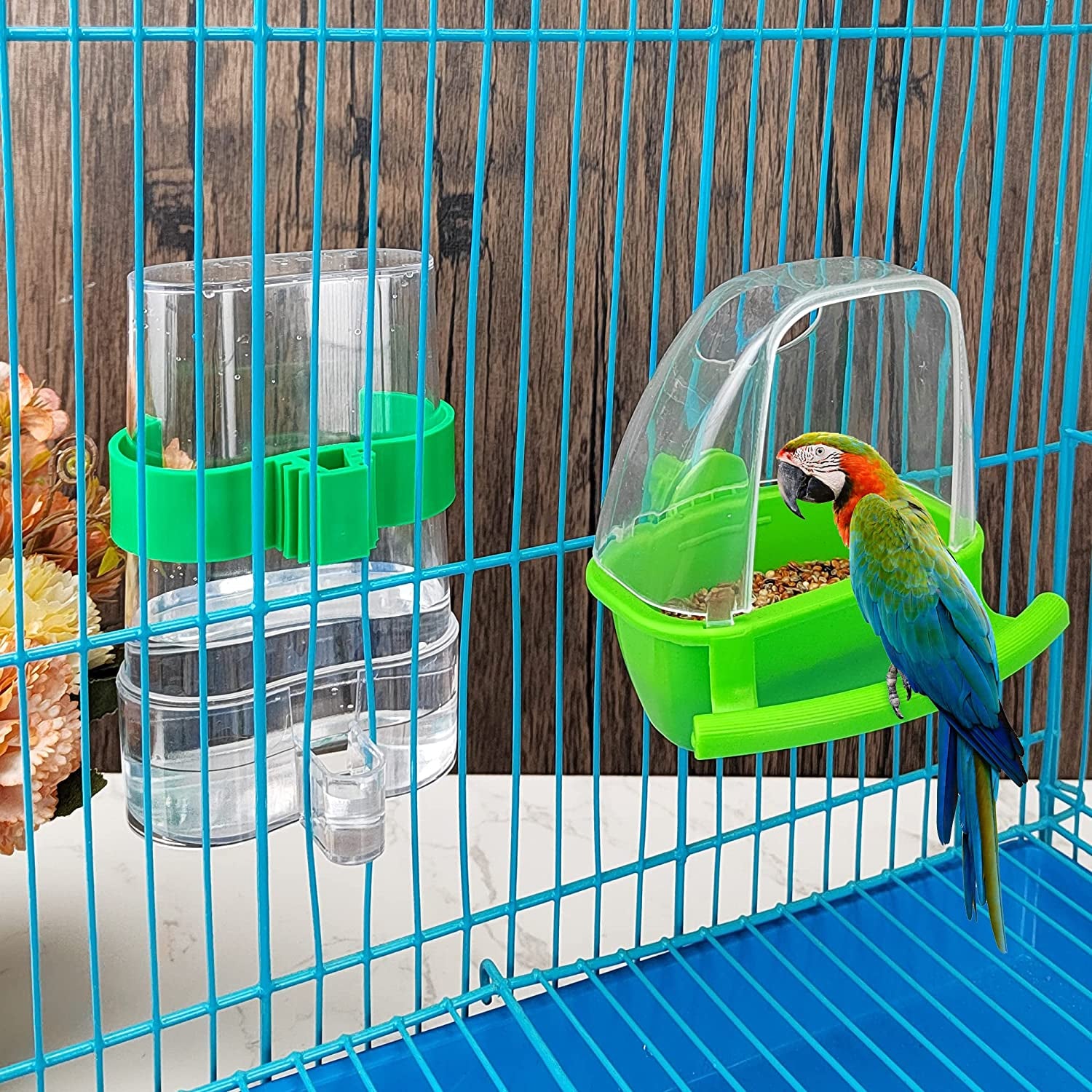 2 Pcs Automatic Bird Water Dispenser, Parrot Bird Water Feeder, Bottles Bird Drinker Seed Food Container, Parakeet Cage Accessories for Parakeet Budgies Cockatiel Lovebird Small Birds Canary Finch