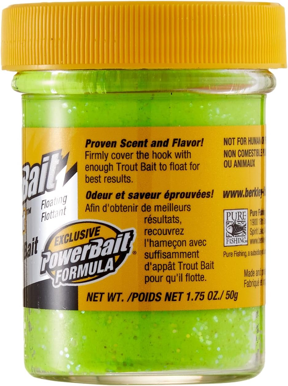 Berkley Powerbait Glitter Trout Bait, Chartreuse STBGC, 1.75 Oz Jar