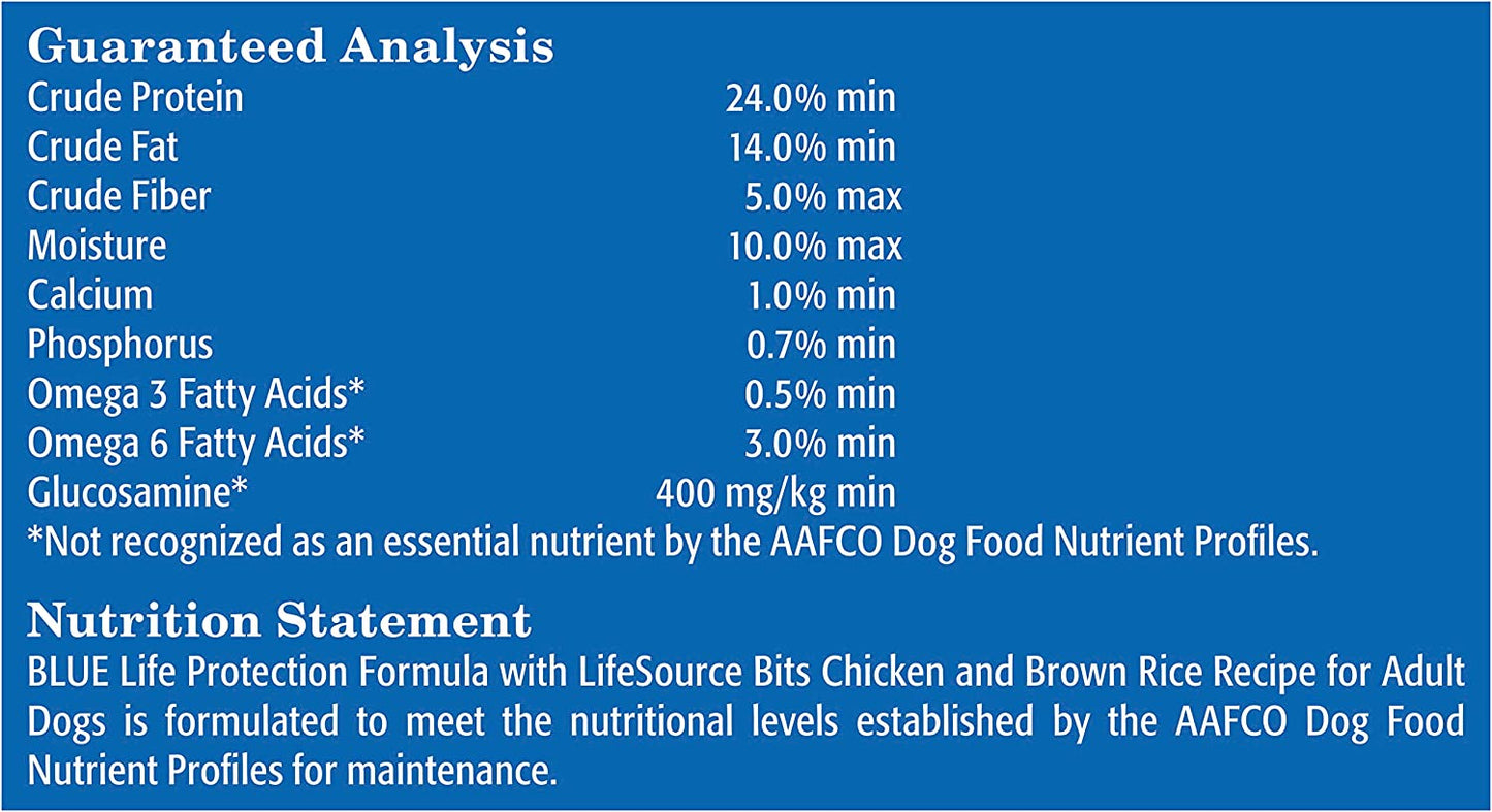 Blue Buffalo Life Protection Formula Natural Adult Dry Dog Food, Chicken and Brown Rice 5-Lb Trial Size Bag