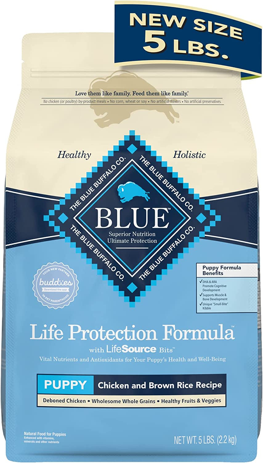 Blue Buffalo Life Protection Formula Natural Puppy Dry Dog Food, Chicken and Brown Rice 5-Lb Trial Size Bag