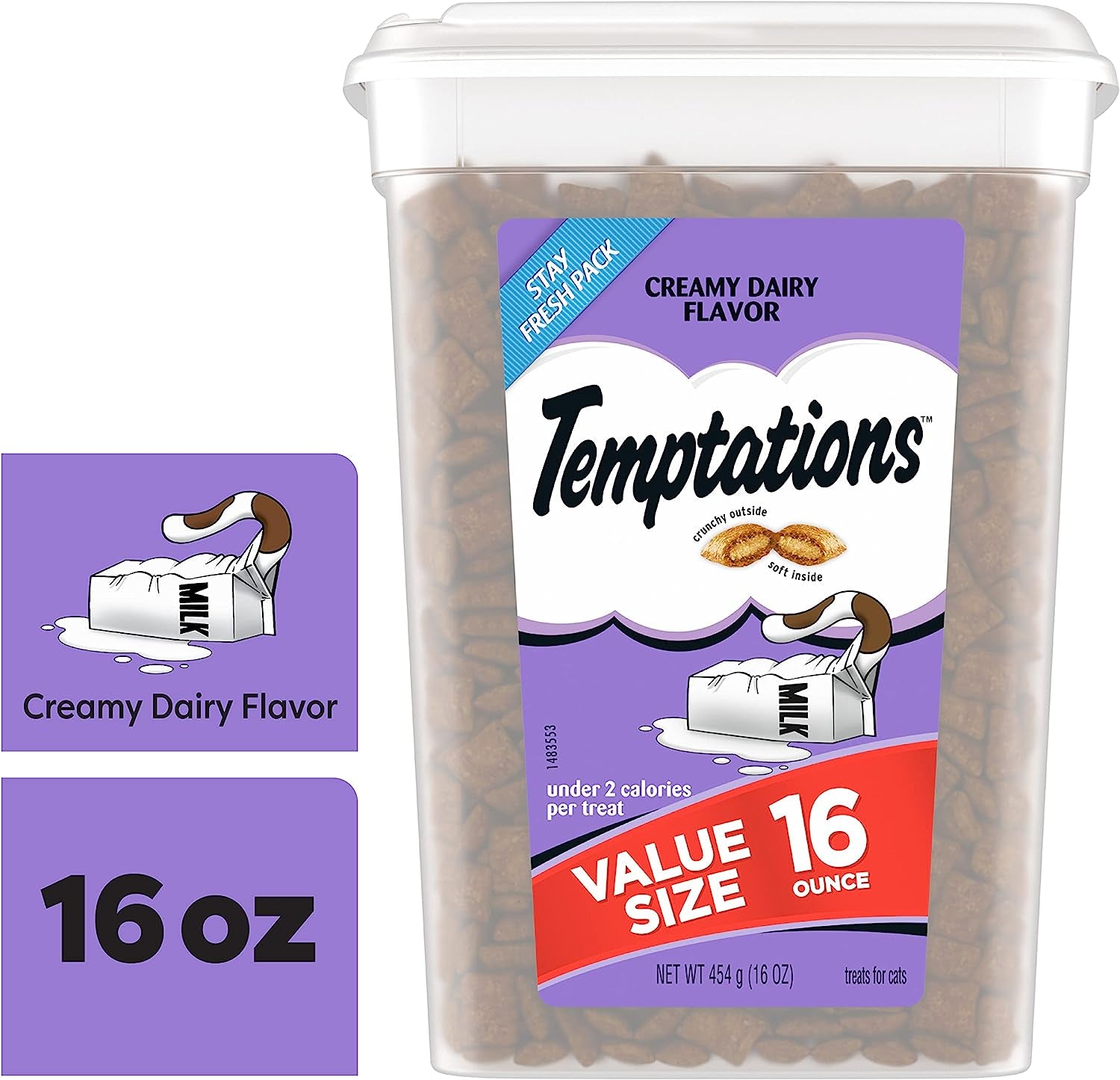 Classic Crunchy and Soft Cat Treats Creamy Dairy Flavor, 16 Oz. Tub