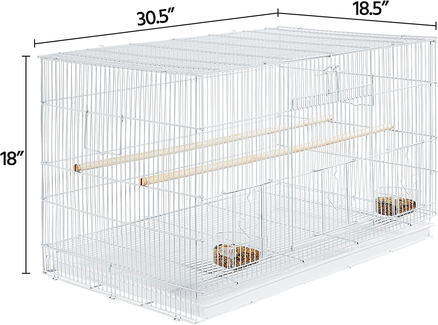 30-Inch Stackable Flight Bird Cages for Parakeets Cockatiels Conures Finches Budgies Lovebirds Canaries Small Birds Parrots Birdcage, White