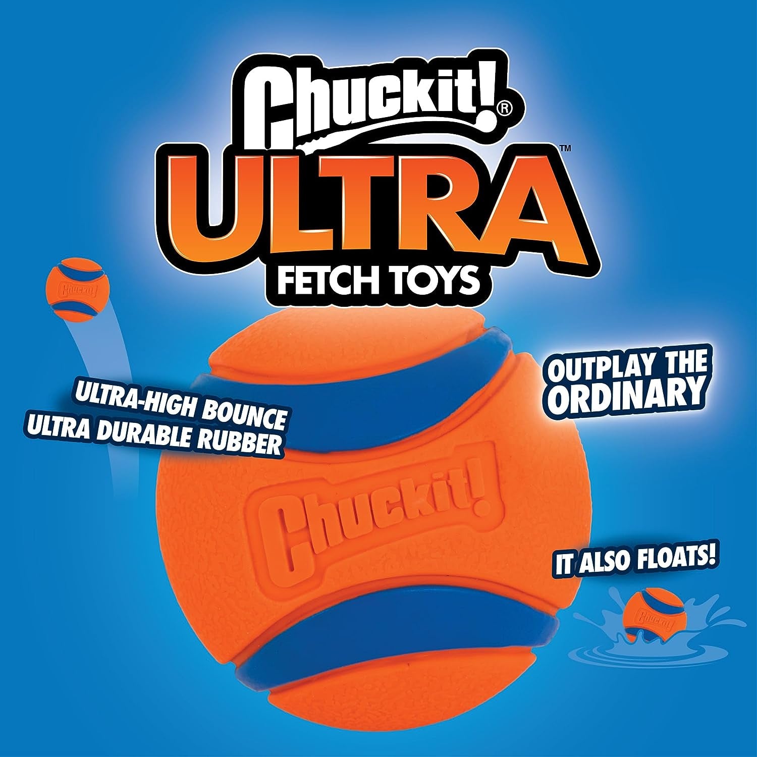 Chuckit! Ultra Ball Dog Toy, Medium (2.5 Inch Diameter) Pack of 2, for Breeds 20-60 Lbs