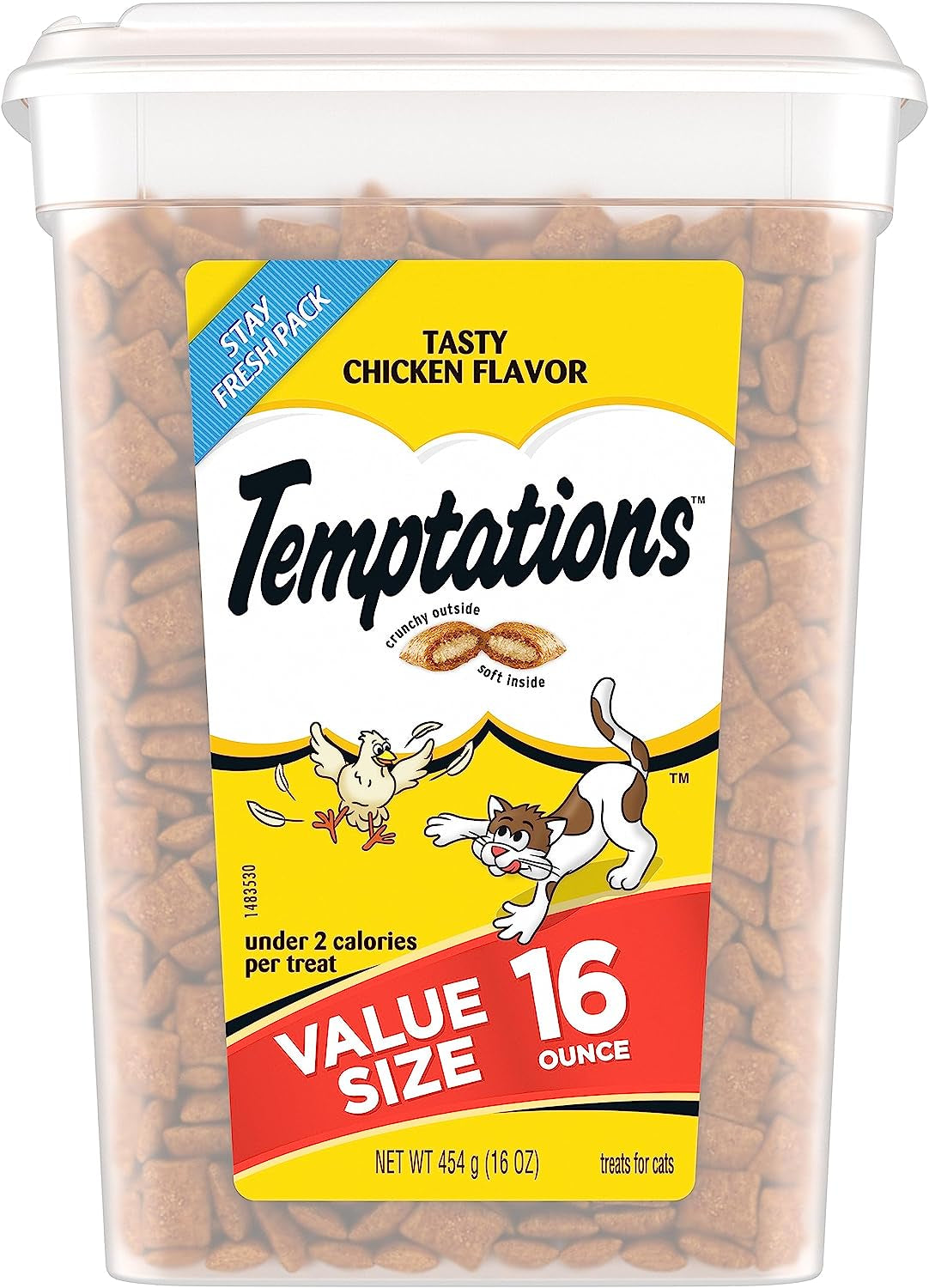 TEMPTATIONS Classic Crunchy and Soft Cat Treats Tasty Chicken Flavor, 16 Oz. Tub