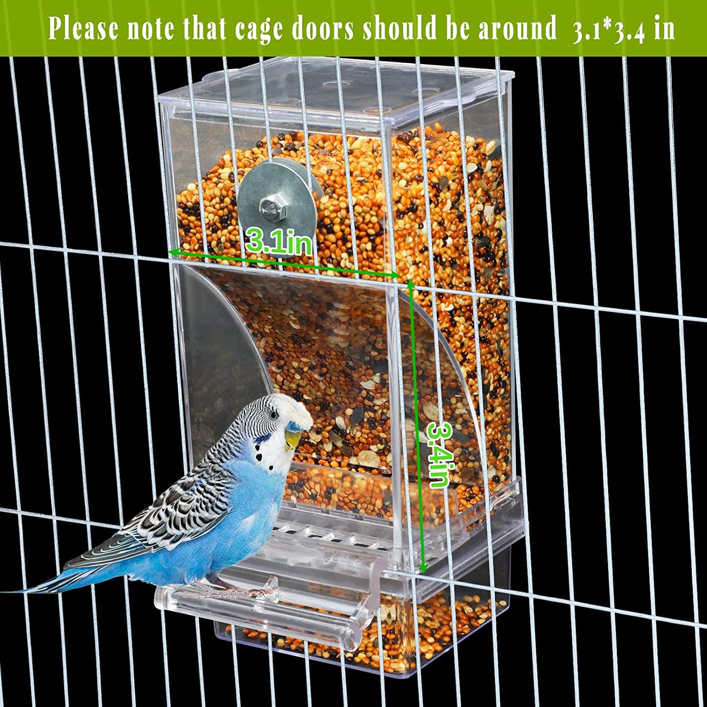 No Mess Automatic Bird Feeder Transparent Food Container Cage Acrylic Parrot Feeder Accessories for Small Birds Parrot Cockatoo Canary