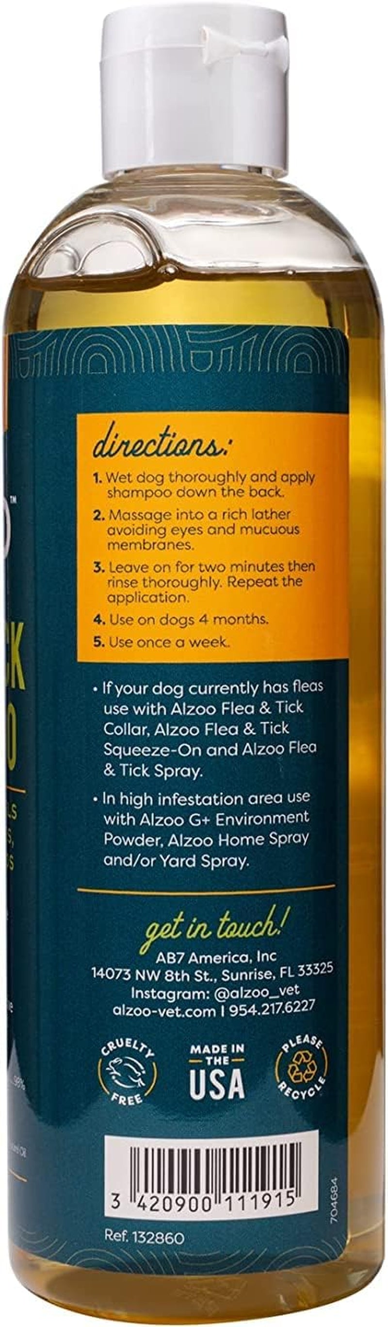 ALZOO Flea and Tick Repellent Shampoo for Dogs, Effectively Repels Fleas, Ticks & Mosquitos, 100% Plant-Based Active Ingredients, Sulfate & Paraben-Free, 12 Fl. Oz.