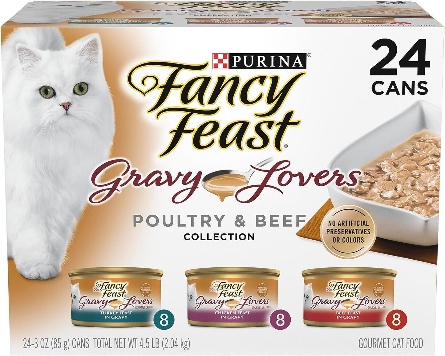 Purina Fancy Feast Gravy Lovers Poultry and Beef Gourmet Wet Cat Food Variety Pack - (24) 3 Oz. Cans