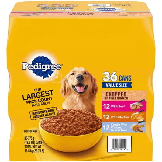 Pedigree Chopped Ground Dinner, Variety Pack (13.2 Oz., 36 Ct.)