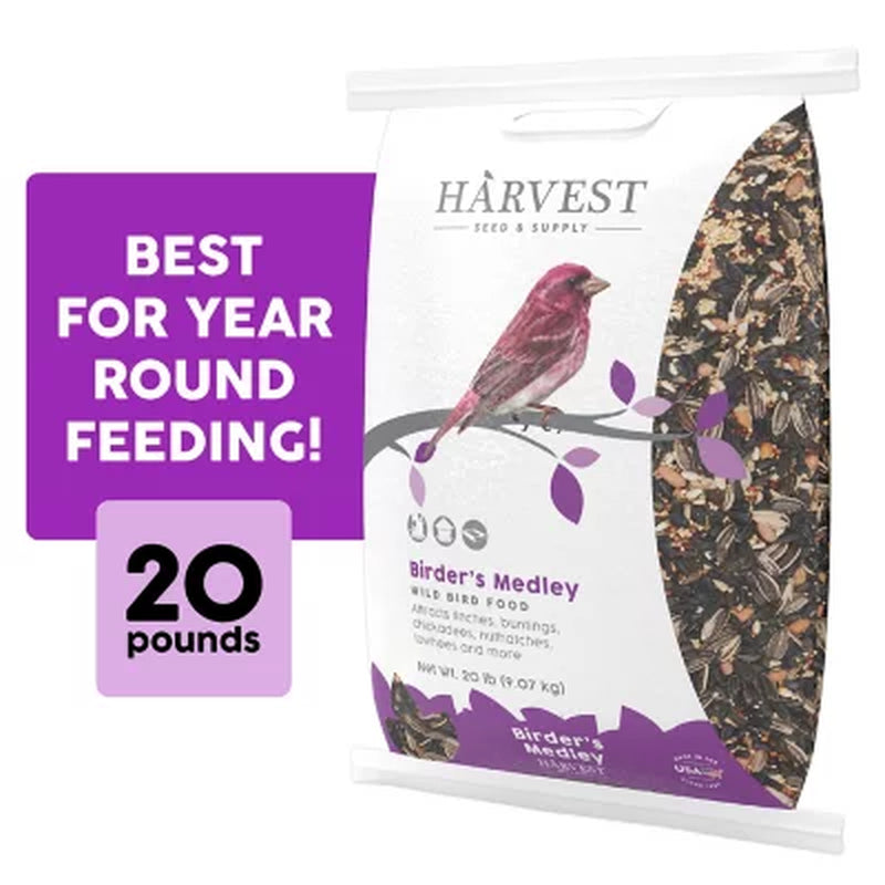 Harvest Seed & Supply Birder'S Medley Wild Bird Food, Premium Mix of Bird Seed, (20 Lbs.)