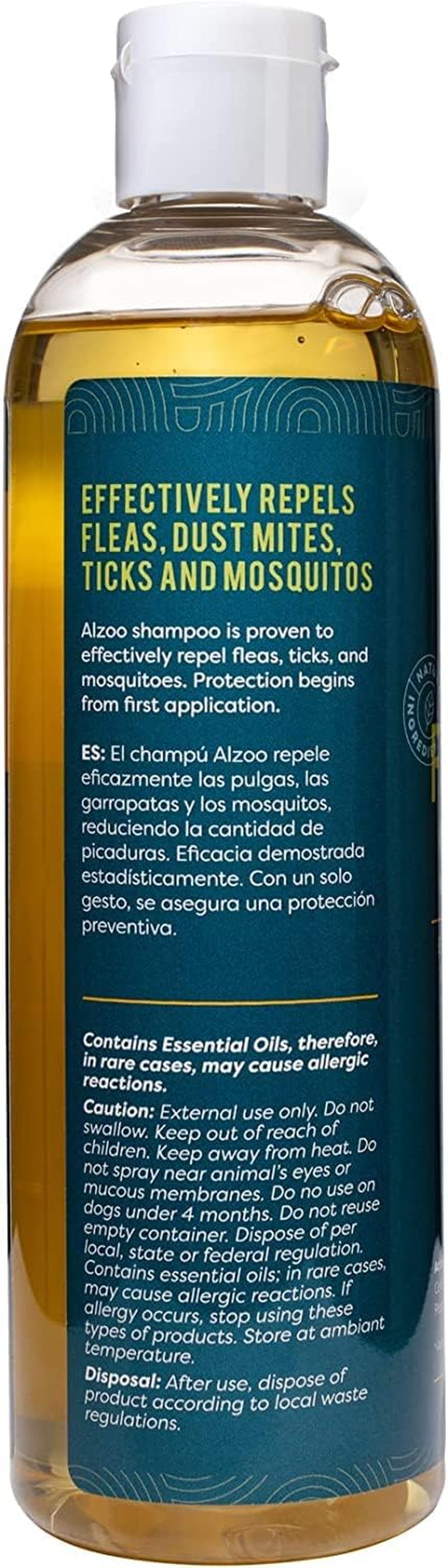 ALZOO Flea and Tick Repellent Shampoo for Dogs, Effectively Repels Fleas, Ticks & Mosquitos, 100% Plant-Based Active Ingredients, Sulfate & Paraben-Free, 12 Fl. Oz.