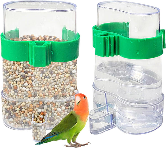 2 Pcs Automatic Bird Water Dispenser, Parrot Bird Water Feeder, Bottles Bird Drinker Seed Food Container, Parakeet Cage Accessories for Parakeet Budgies Cockatiel Lovebird Small Birds Canary Finch