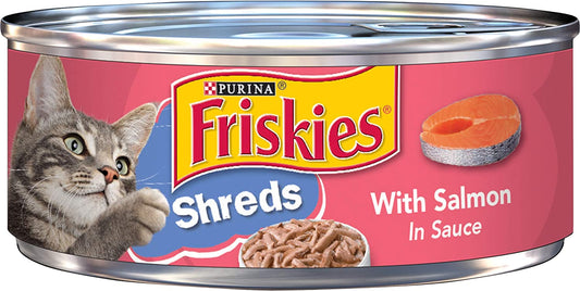 Purina Friskies Wet Cat Food, Shreds with Salmon in Sauce - (24) 5.5 Oz. Cans