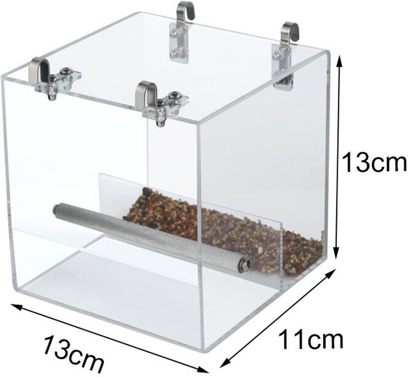 Automatic Bird Feeder No Mess Bird Cage Pet Feeder Seed Food Container for Parakeet Canary Cockatiel Parrot Finch Canary Acrylic (Small)