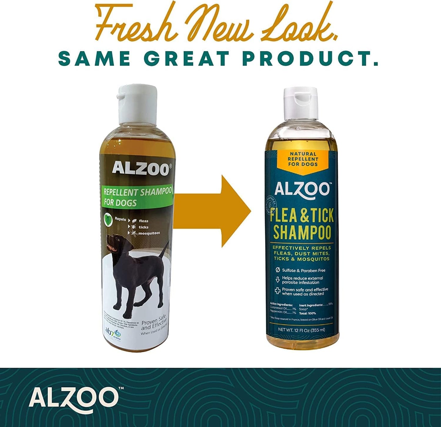 ALZOO Flea and Tick Repellent Shampoo for Dogs, Effectively Repels Fleas, Ticks & Mosquitos, 100% Plant-Based Active Ingredients, Sulfate & Paraben-Free, 12 Fl. Oz.