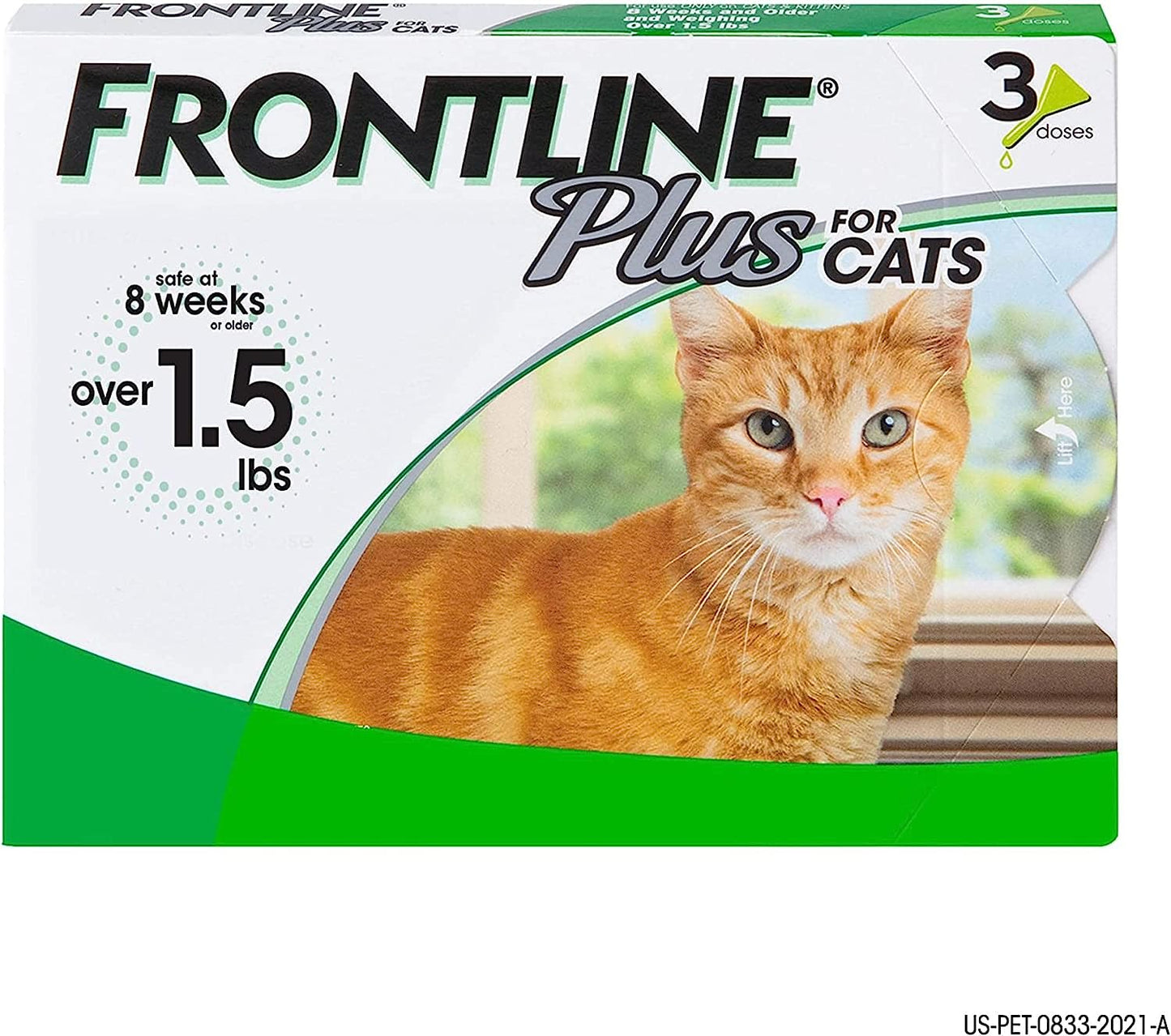 FRONTLINE plus Flea and Tick Treatment for Cats over 1.5 Lbs., 3 Treatments