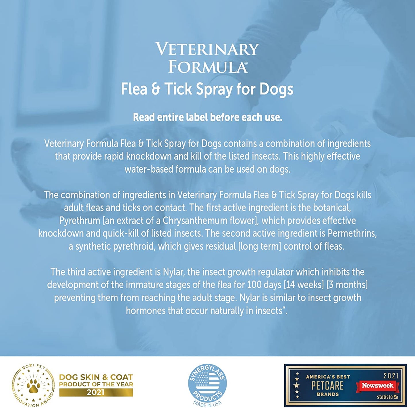 Veterinary Formula Flea and Tick Spray for Dogs, 8 Oz – Easy-To-Use Dog Flea Spray, Kills on Contact, Prevents Egg & Larval Development for 14 Weeks