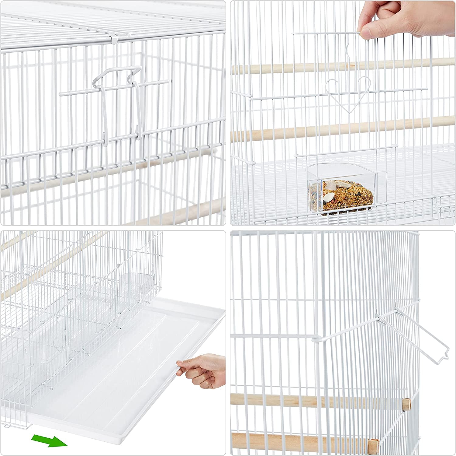 30-Inch Stackable Flight Bird Cages for Parakeets Cockatiels Conures Finches Budgies Lovebirds Canaries Small Birds Parrots Birdcage, White