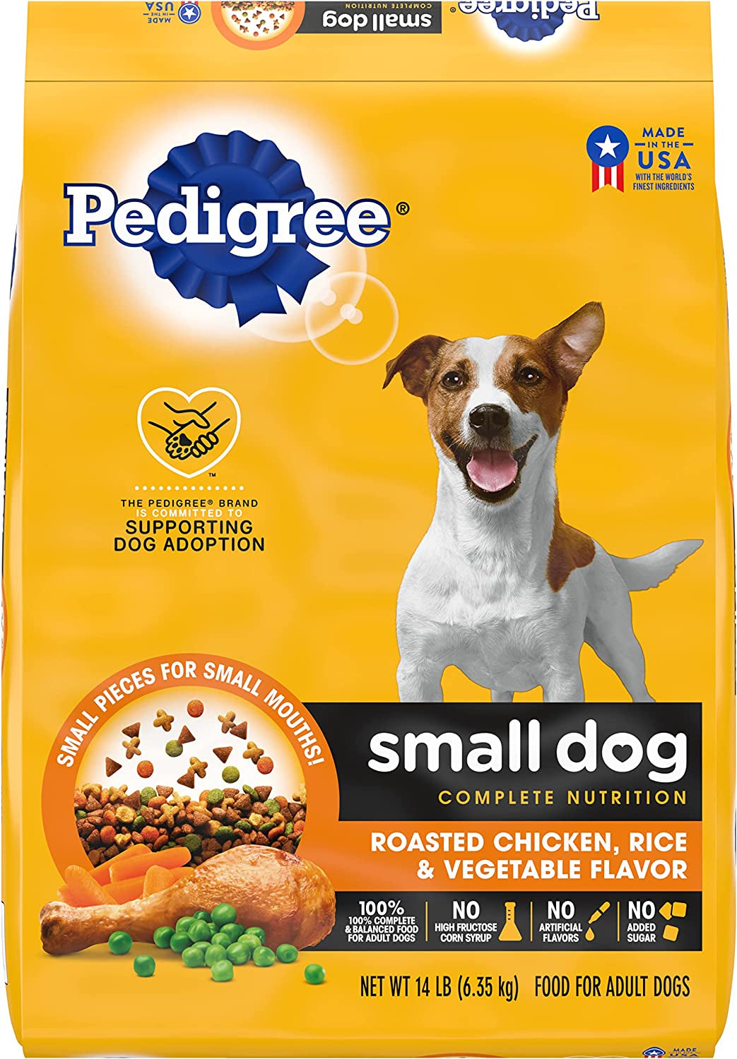 Pedigree Small Dog Complete Nutrition Small Breed Adult Dry Dog Food Roasted Chicken, Rice & Vegetable Flavor Dog Kibble, 14 Lb. Bag