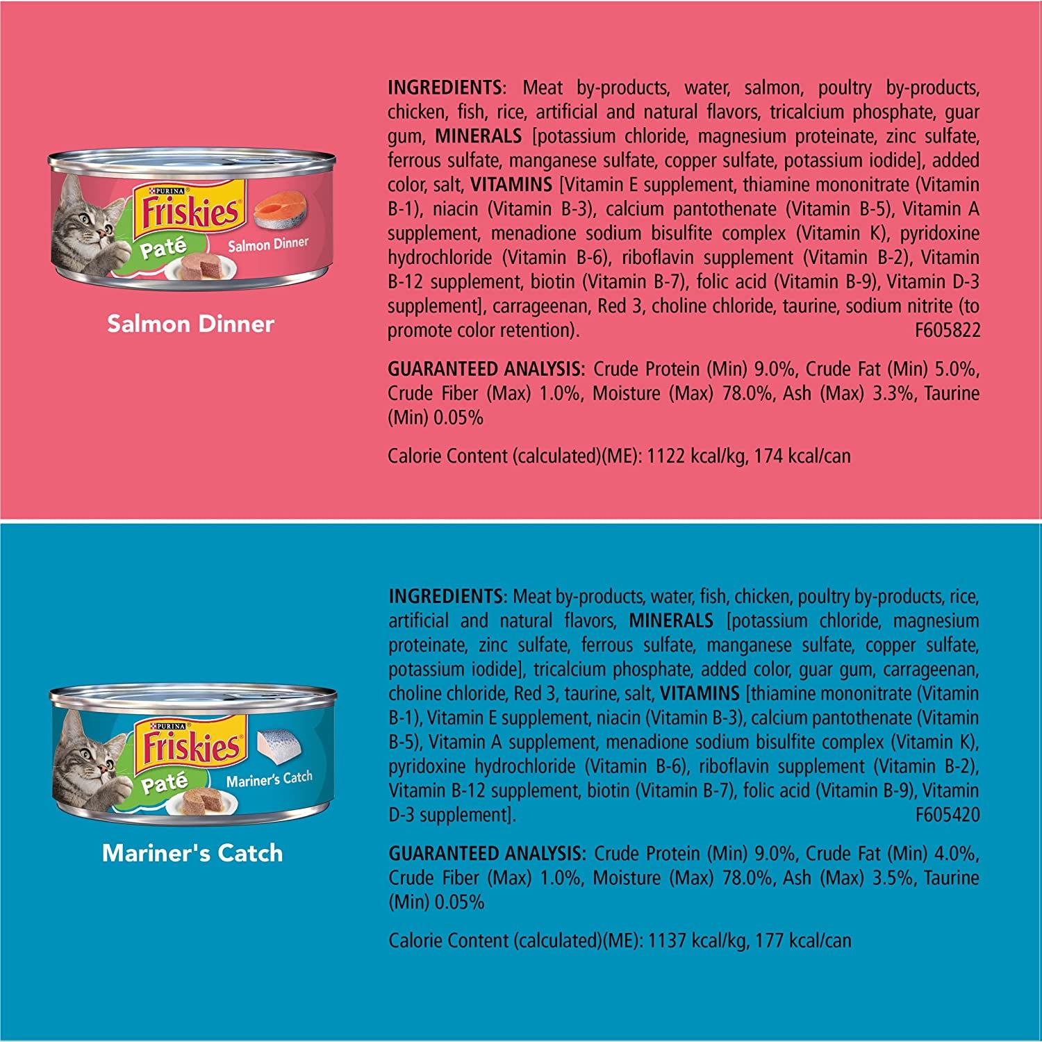 Purina Friskies Wet Cat Food Pate Variety Pack Seafood and Chicken Pate Favorites - (40) 5.5 Oz. Cans