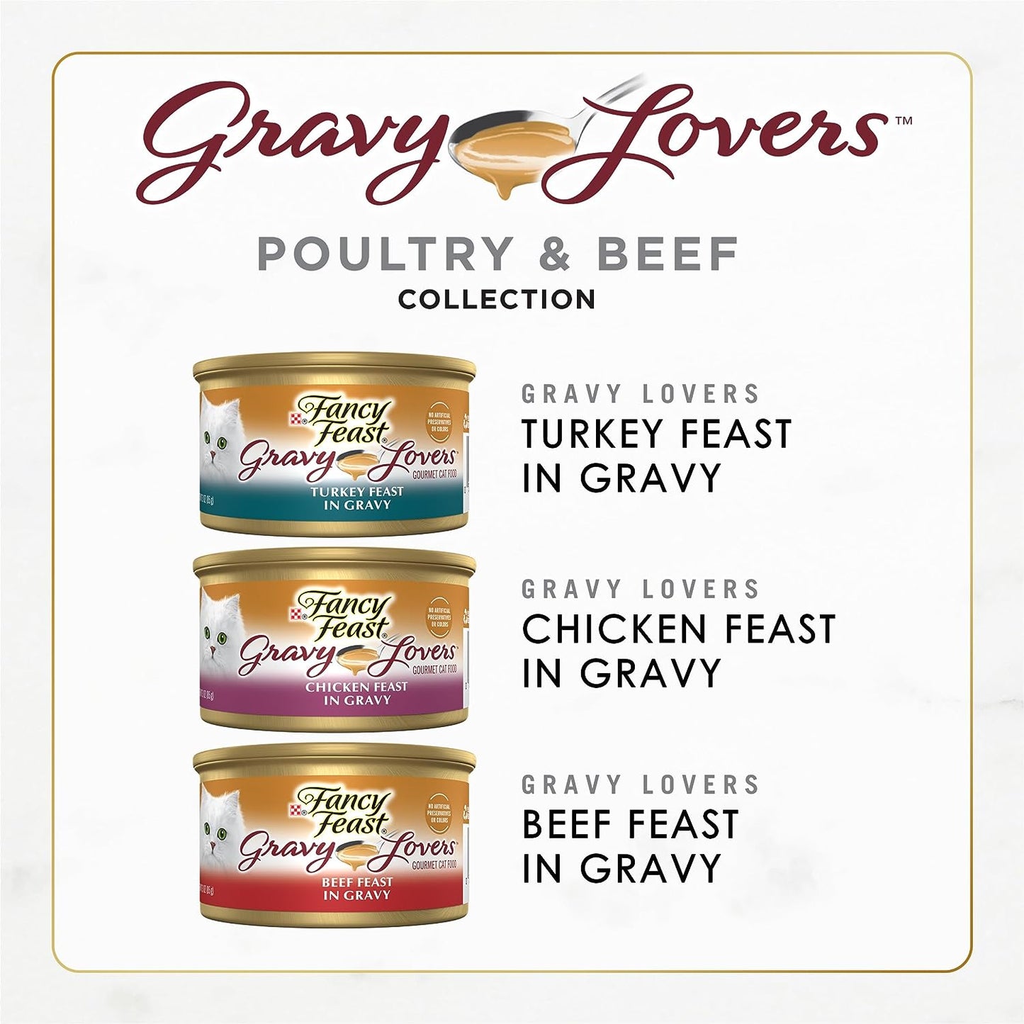 Purina Fancy Feast Gravy Lovers Poultry and Beef Gourmet Wet Cat Food Variety Pack - (24) 3 Oz. Cans