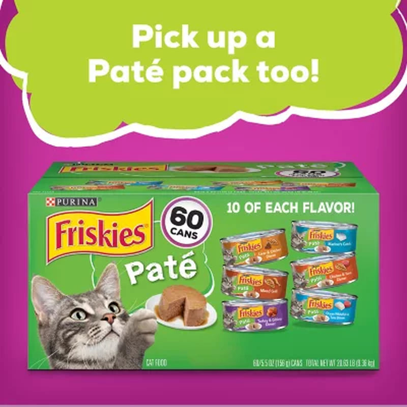 Purina Friskies Wet Cat Food, Gravy Pleasers Variety Pack (5.5 Oz., 60 Ct.)